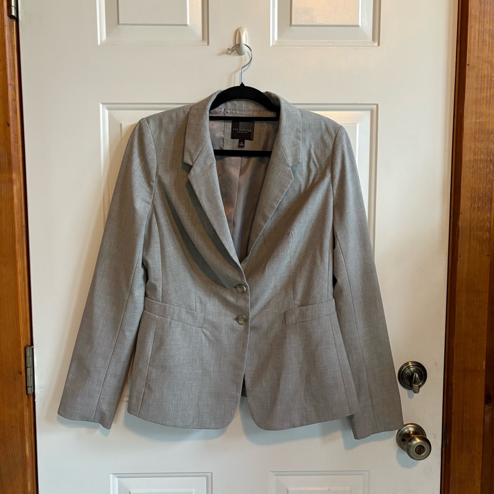The Limited Gray Blazer with Notched Lapels and Tailored Fit, Sz 10